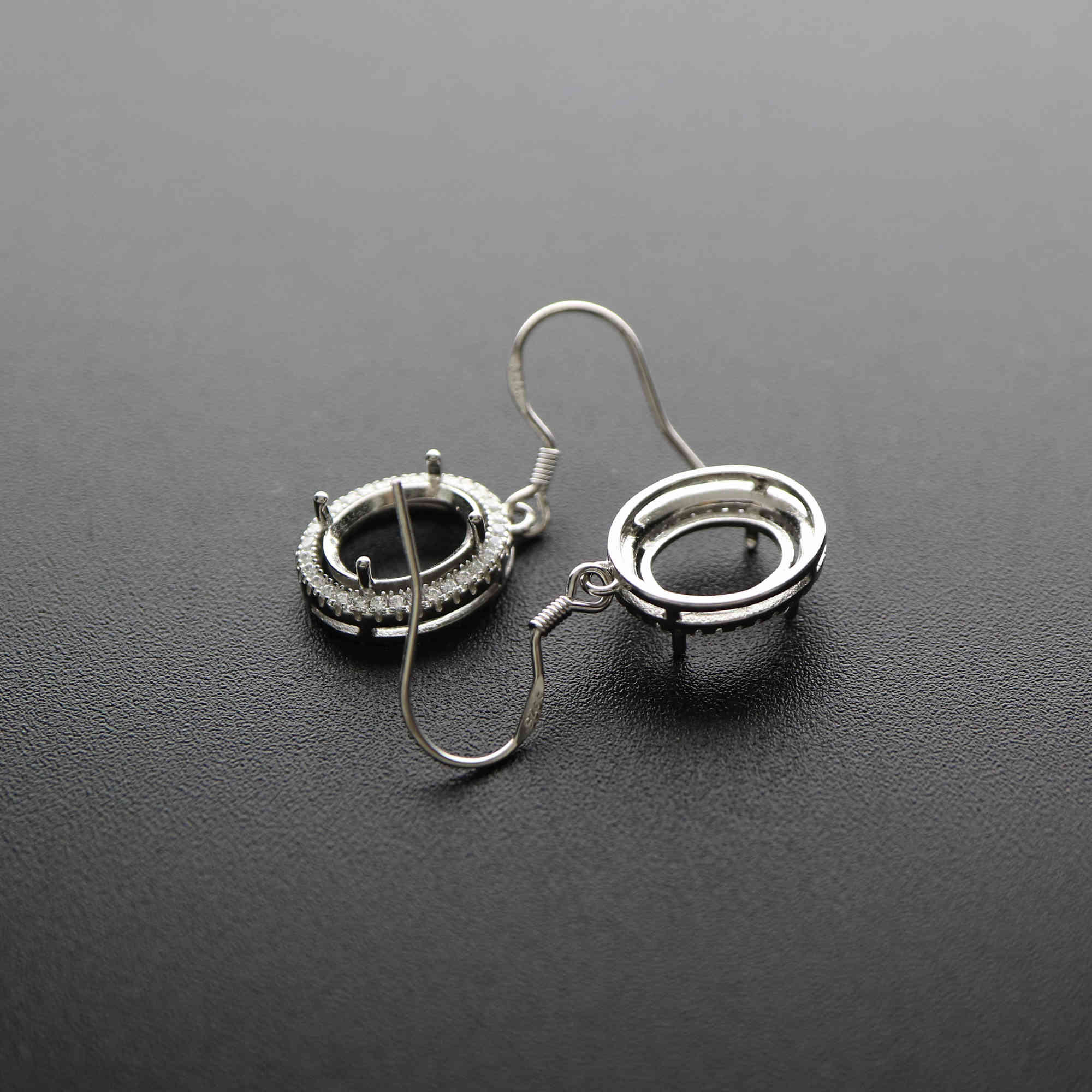 1Pair Multiple Size Oval Bezel Solid 925 Sterling Silver DIY Prong Hook Earrings Settings Bezel 1702197 - Click Image to Close